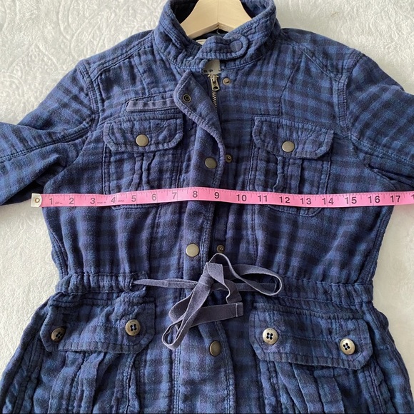 AEO Dark Blue Plaid Fitted Jacket - Picture 5 of 11